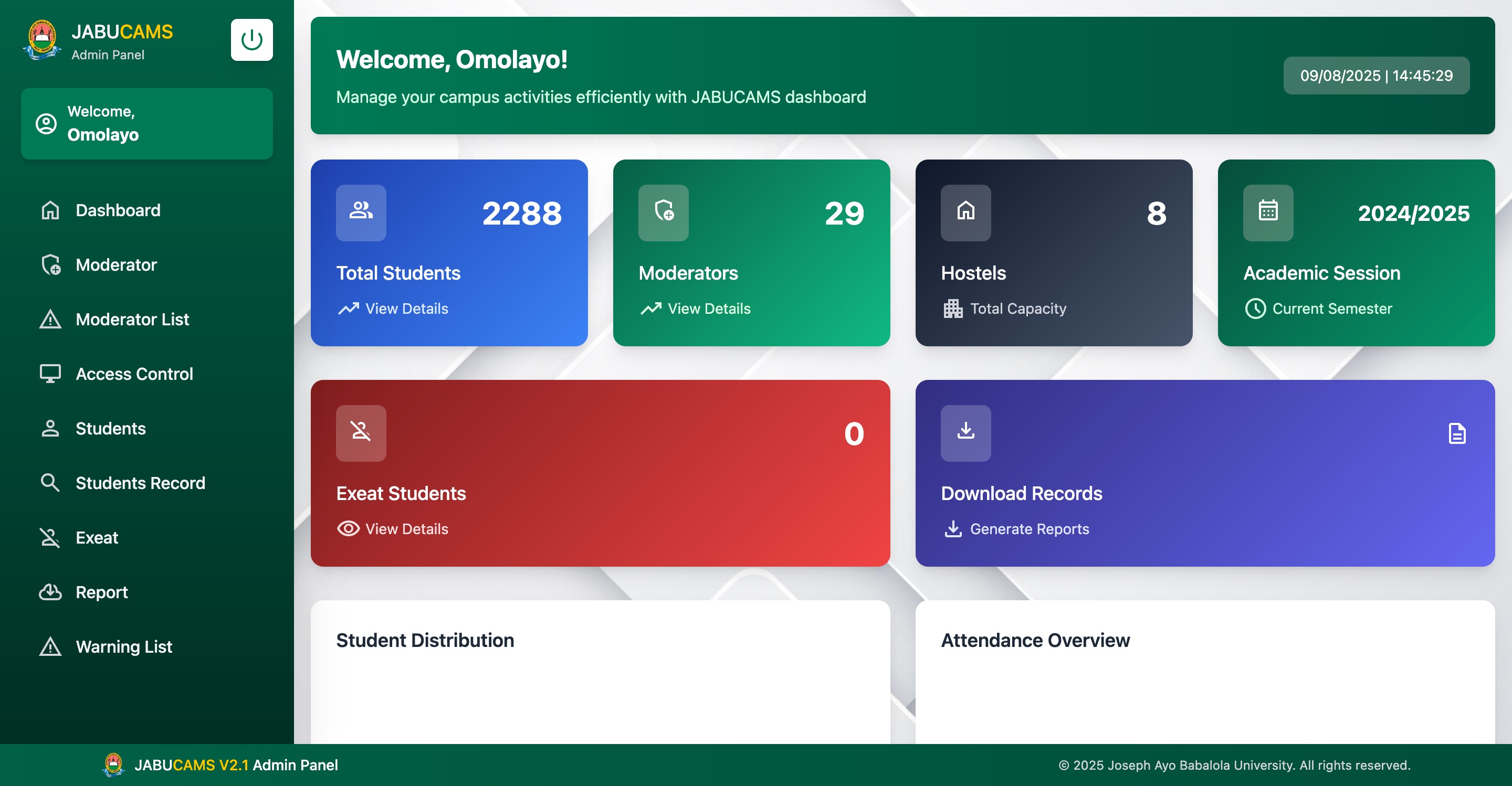 JABU Chapel Attendance System (JABU_CAMS)